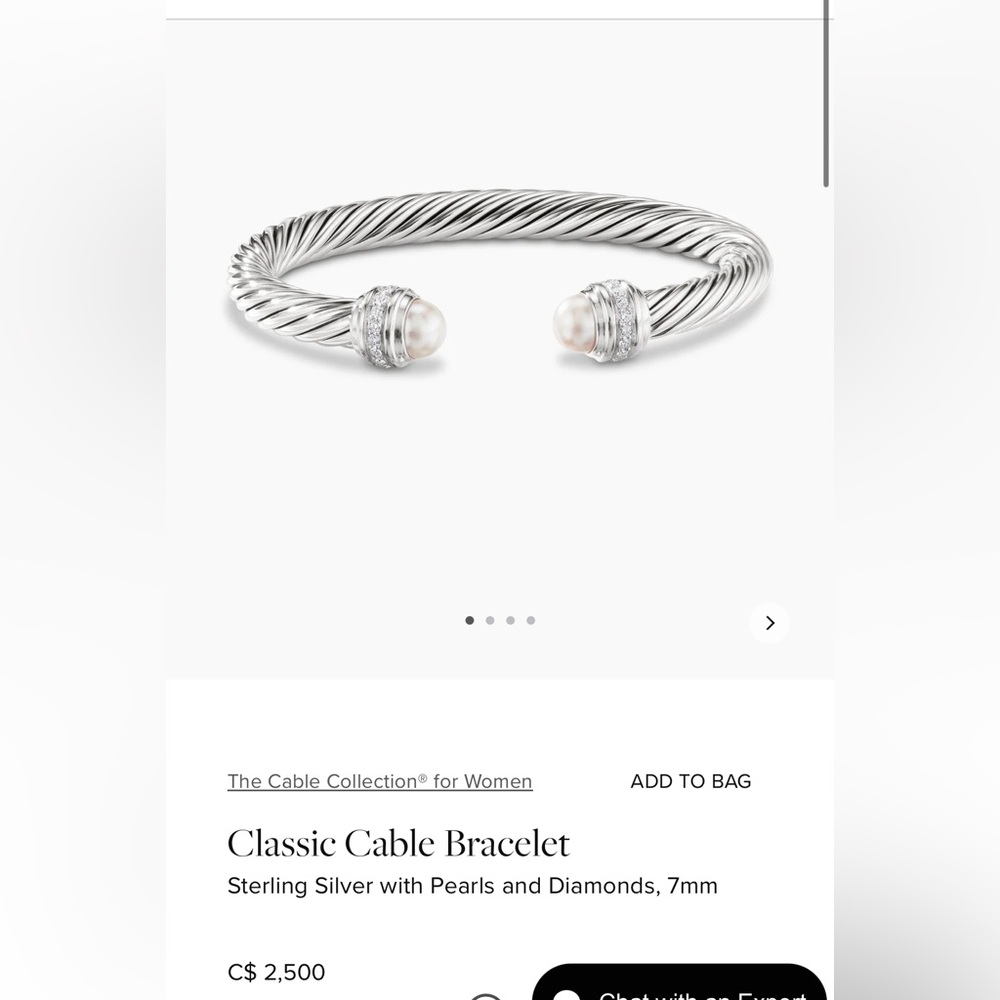 David Yurman Cable Bracelet pearl